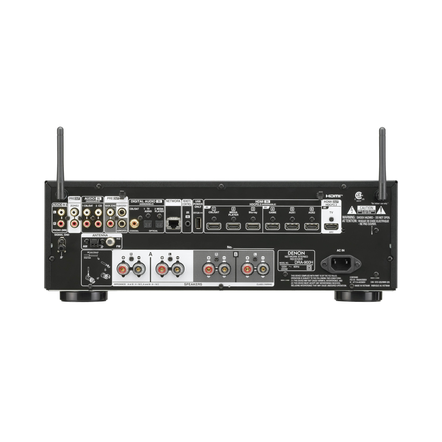 Denon DRA-900H 2.2 Ch 8K Stereo Receiver - Clearance / Open Box