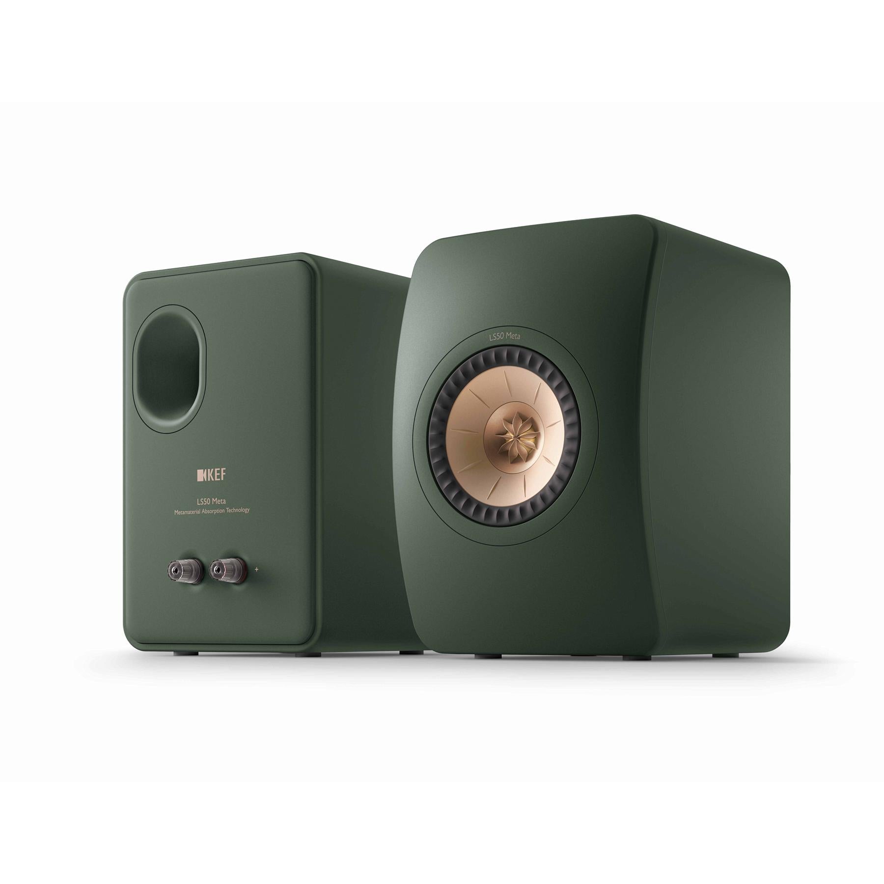 KEF LS50 Wireless II Bookshelf Speakers Moss Green Pair ListenUp