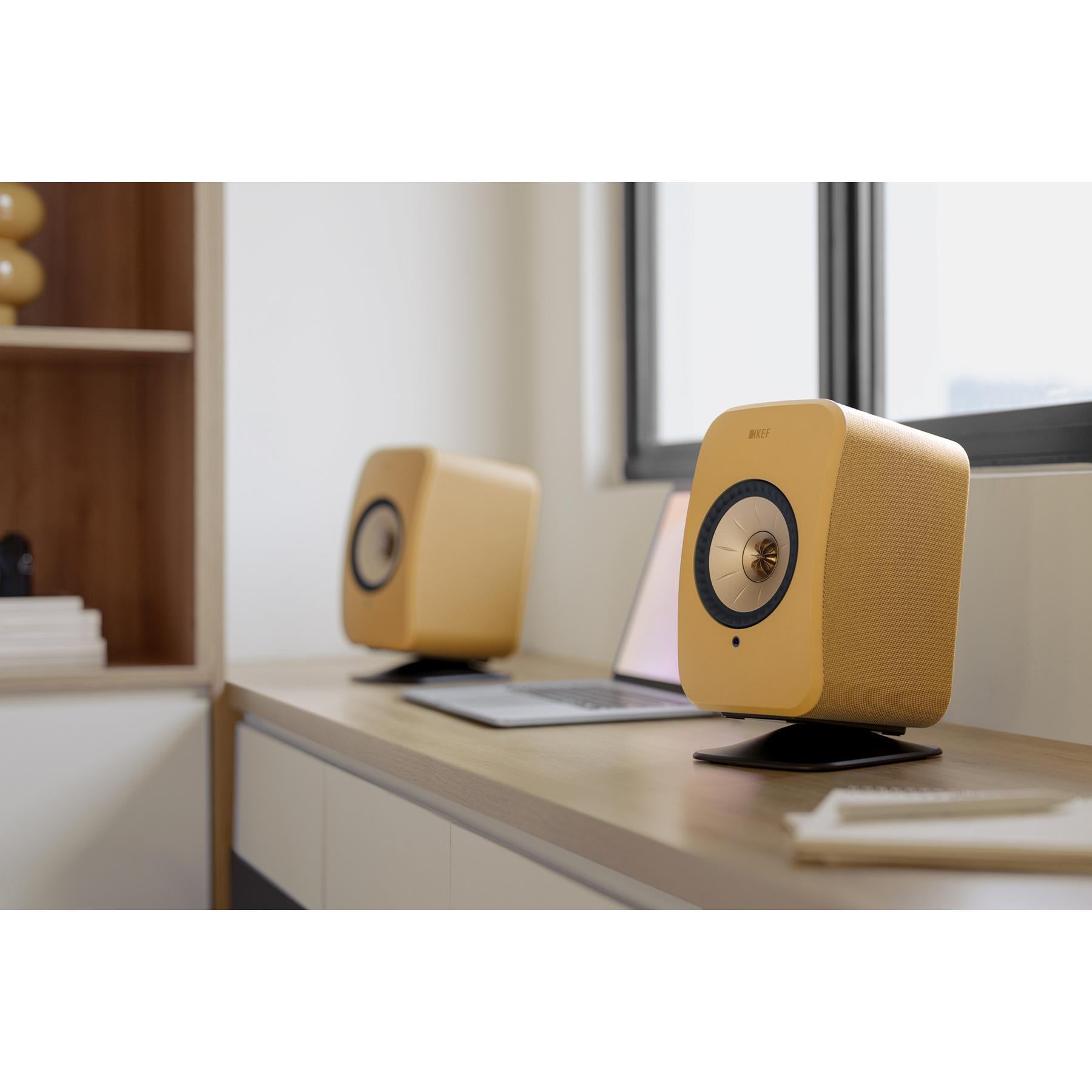 KEF LSX II Wireless HiFi Speakers - Amber Haze | ListenUp