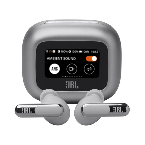 JBL Live Beam 3 True Wireless Noise-Cancelling Earbuds with Smart Charging Case (Silver) - Clearance / Open Box (view 1 of 4)