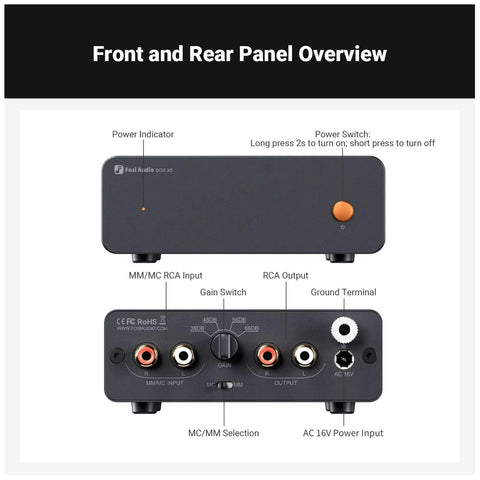 Fosi Audio BOX X5 MM/MC Phono Preamplifier with 4-Level Gain Adjustment (view 2 of 4)