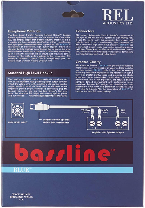 REL REL Bassline Blue Subwoofer Cable for REL Subs (6 Meter) - Clearance / Open Box