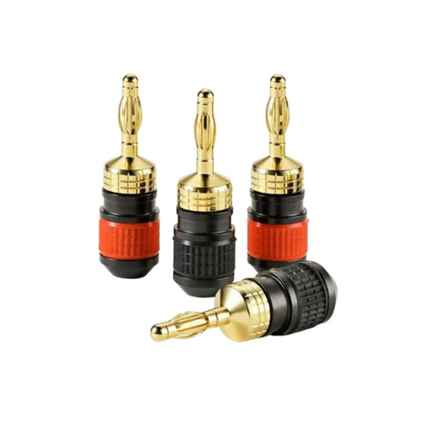 ListenUp Banana Speaker Plug Pair - 2 Black, 2 Red. Screw Top (view 1 of 2)