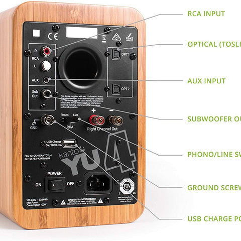 Kanto YU4 Powered Desktop speakers with Bluetooth and Phono Preamp (view 26 of 28)