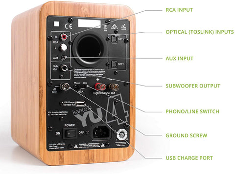 Kanto YU4 Powered Desktop speakers with Bluetooth and Phono Preamp (view 26 of 28)