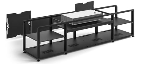 SALAMANDER Oslo 245S Cabinet for integrated LG UST Projector - Black Oak Sides, Black Glass Doors