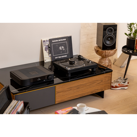 MOON 341 -Black - Lifestyle - on cabinet next to turntable (view 7 of 8)