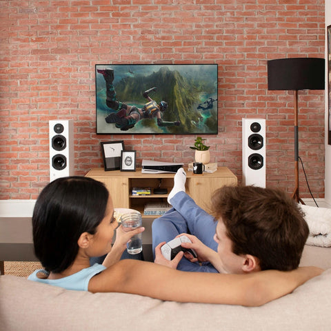 KIN by Totem Play Tower II Powered Floorstanding Speaker – White Pair (view 5 of 6)