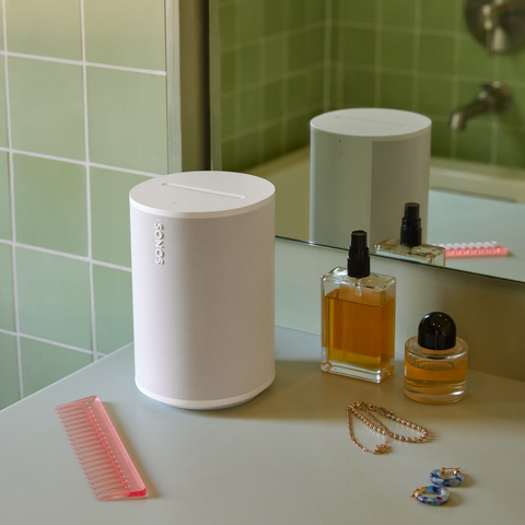 Sonos Era 100 SL Compact Wireless Smart Speaker in bathroom (view 5 of 7)