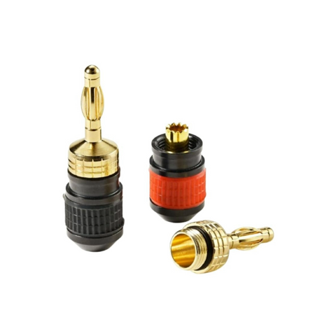 ListenUp Banana Speaker Plug Pair - 2 Black, 2 Red. Screw Top (view 2 of 2)