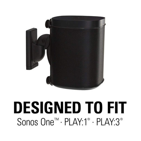 Sanus Sanus WSWM22 Wall Mounts designed for Sonos ONE, Sonos One SL, Play:1, and Play:3 (Black) - Clearance / Open Box