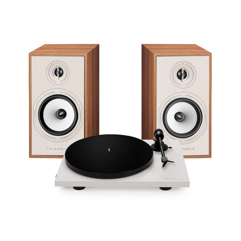 Triangle Triangle Lunar 1 Turntable with BR03 Connect Wireless Powered Bookshelf Speaker With Arc