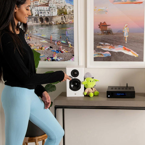 KIN by Totem Play Mini Powered Bookshelf Speakers – Satin White Pair (view 5 of 6)