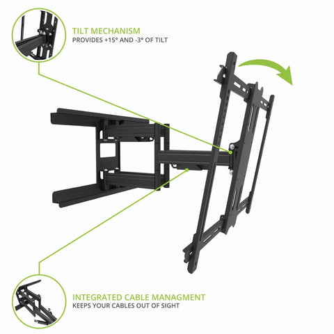 Kanto PDX650SG Stainless Steel Outdoor TV Mount Tilt Information and Integrated Cable Management (view 4 of 10)