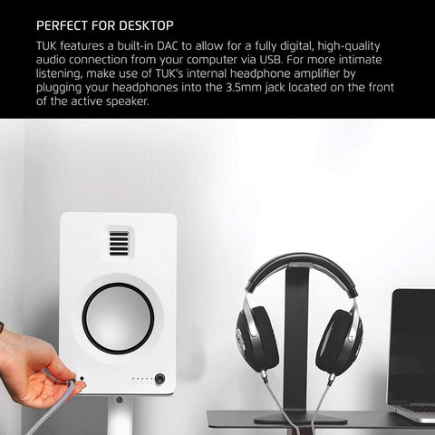 Kanto Kanto TUK Powered Speakers with USB DAC, Phono Preamp, Bluetooth 4.2, and Headphone Out
