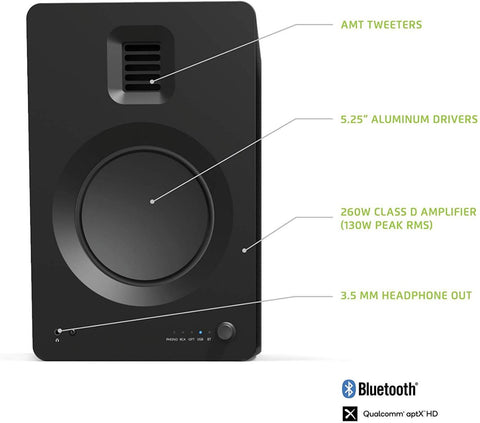 Kanto Kanto TUK Powered Speakers with USB DAC, Phono Preamp, Bluetooth 4.2, and Headphone Out