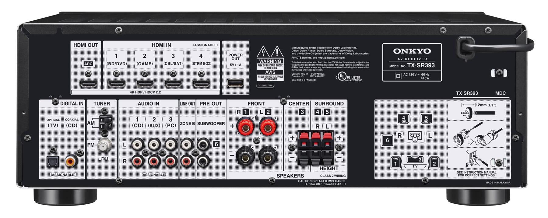 Onkyo TX-SR393 - 5.2 - Channel A/V Receiver With Dolby Atmos